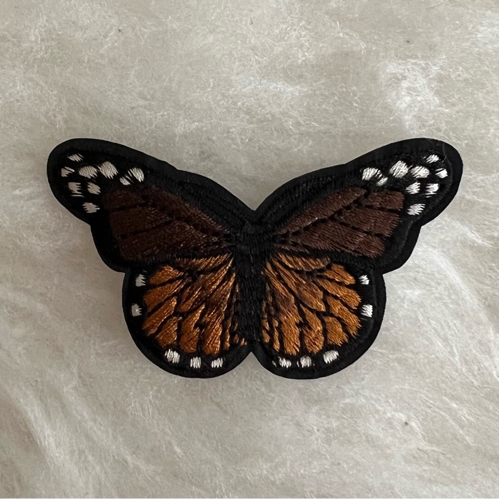 Embroidered Butterfly Patch in Brown (Iron On/ Sew On/ Glue On)